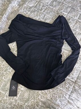 Nwt Rapbin off the shoulder black ruched top medium